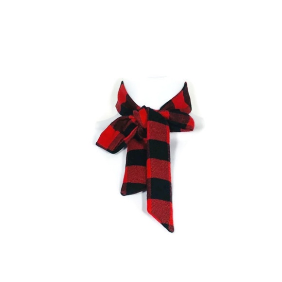 Red and Black Buffalo Plaid Flannel Skinny Scarves - Picture 4 of 5